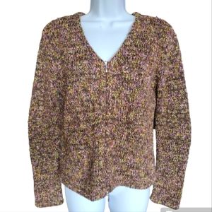 Talbot Petites Multicolor Knit V-Neck Zip Cardigan Blazer Small